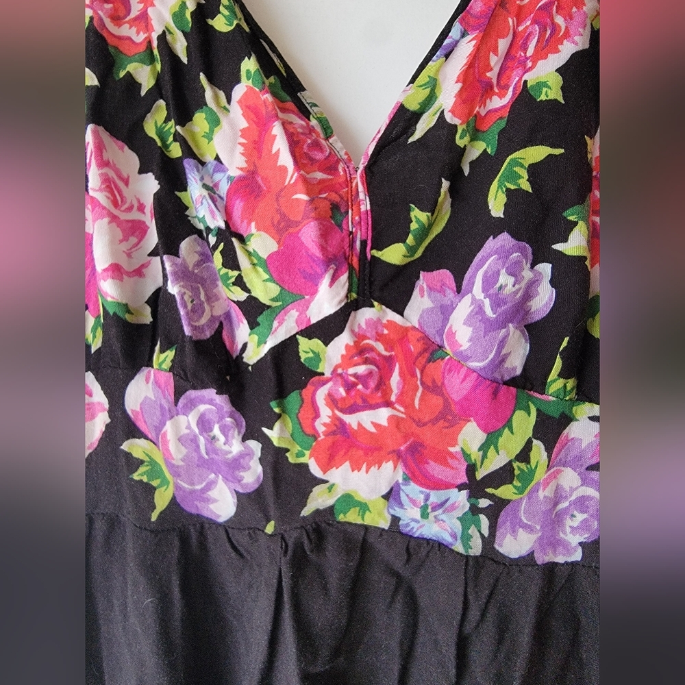 100% Rayon black floral  Maxi dress 2X
